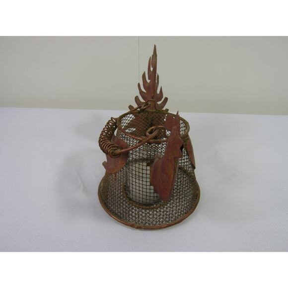 VTG Wire Mesh Rooster Candle Holder Rustic Folk Art Texture Farm Country - Picture 4 of 9
